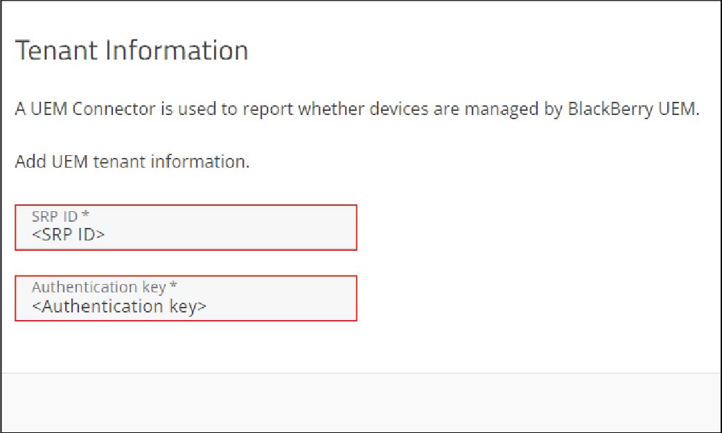 Screenshot of the Tenant information screen in the management console