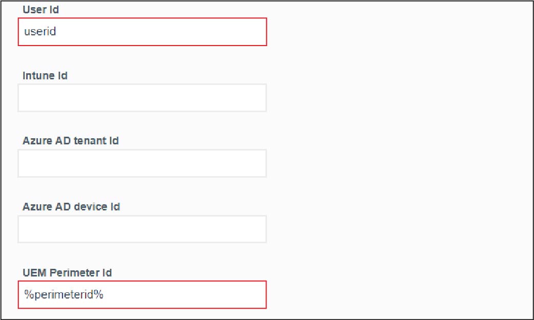 Screenshot of the mandatory internal app configuration settings