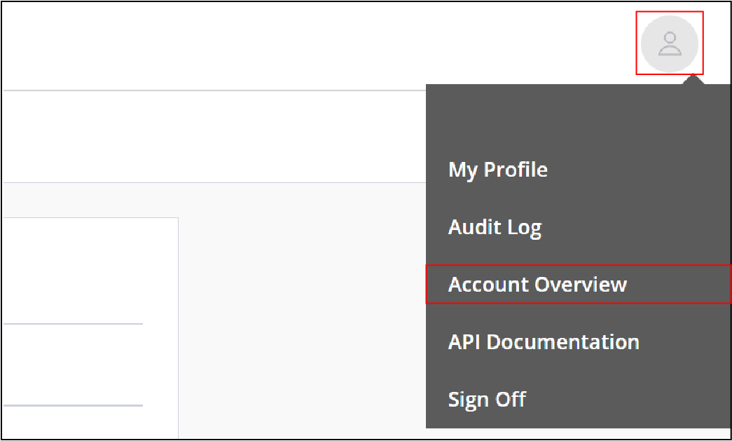 Screenshot of the profile menu tab