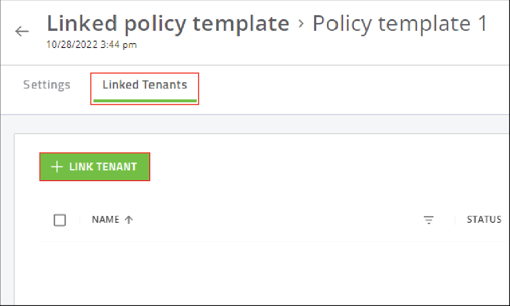 Screenshot of Link Tenant button