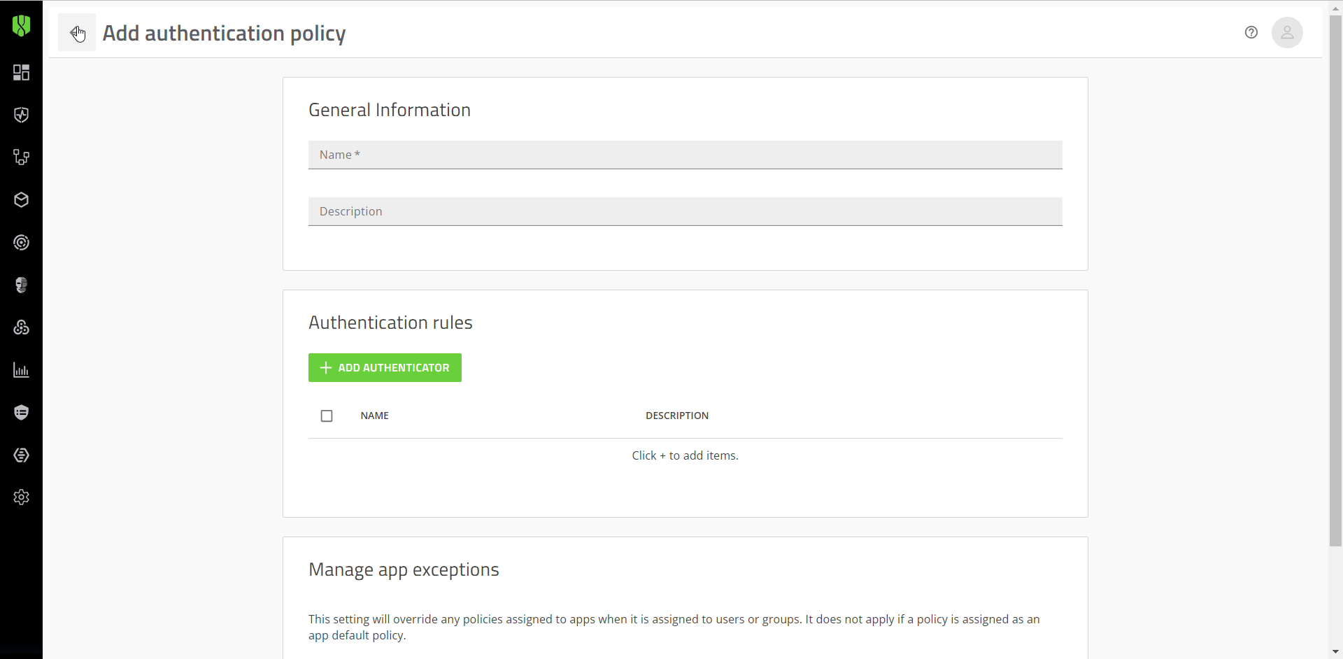 Add authenticator policy