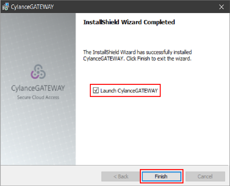 Screenshot of the launch gateway window