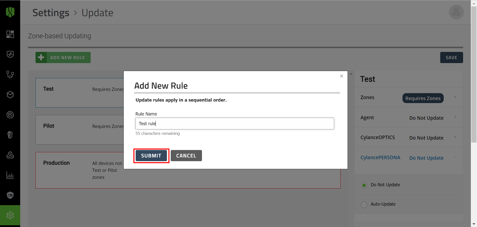 Add new rule name field
