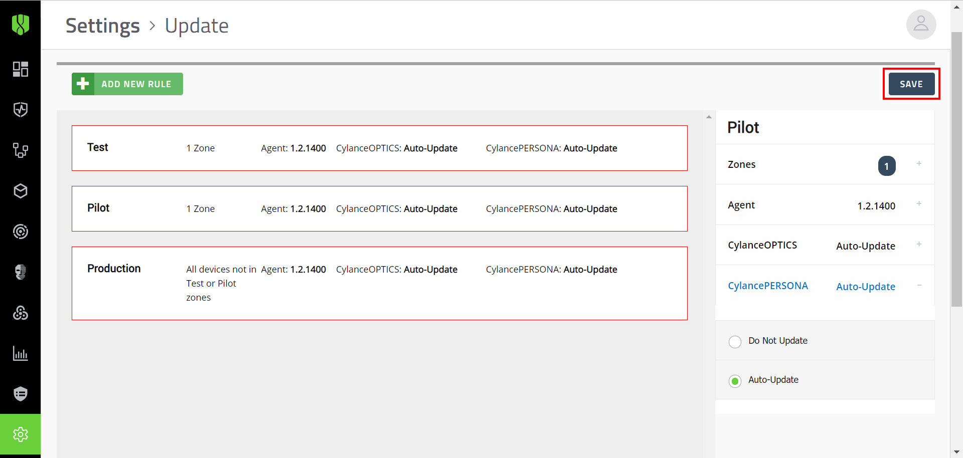 Update page with Save button