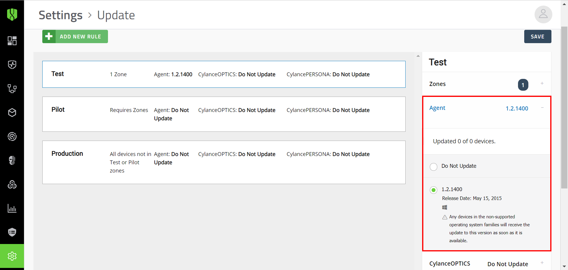 Update method options for Protect Desktop